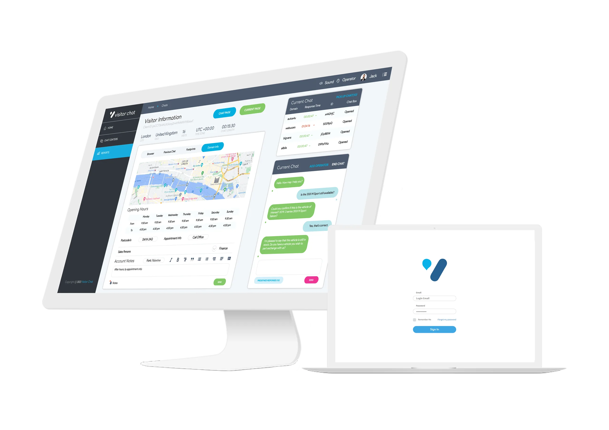 Visitor Chat Automotive Live Chat system